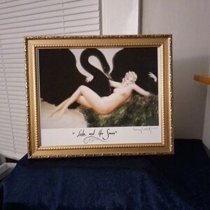 Louis Icart Vintage Nude Art print Framed Leda and the Swan